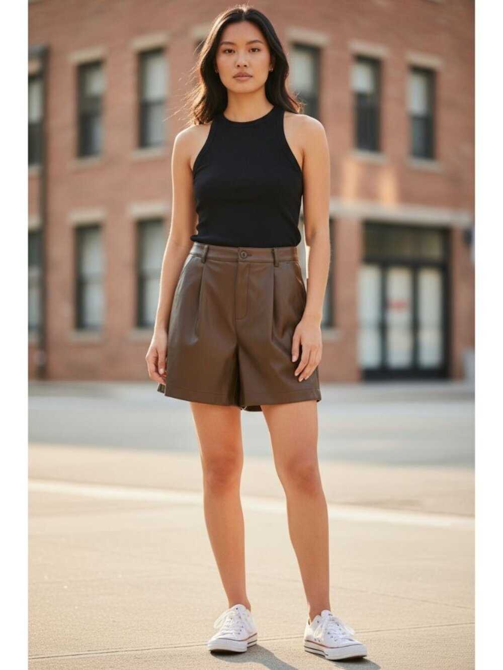 STEVE MADDEN Women's Relaxed PU Leather Shorts Coco SMALL